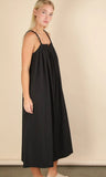 Black Pleated Midi Dress