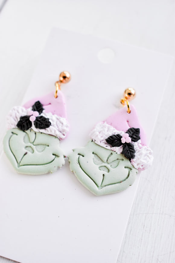 Pink Grinch Earrings