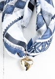 Blue Heart Scarf Necklace