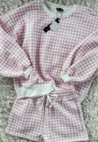 Pink Gingham Shorts Set