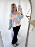 Checkered Denim Sweater