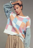 Checkered Denim Sweater
