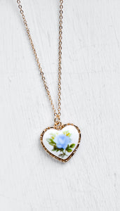 Blue Rose Pendant Necklace