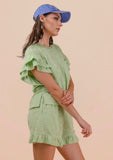 Sage Floral Shorts Set