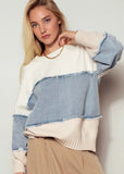 Denim Color Block Sweater