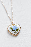 Blue Rose Pendant Necklace