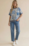 Denim Floral Patchwork Top