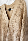 Taupe Cable Knit Cardigan