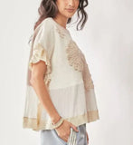 Patched Ruffle Top
