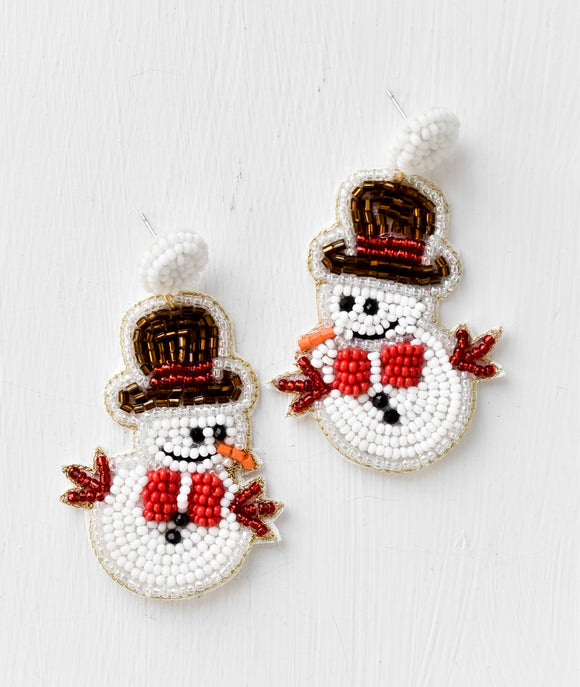 Snowman Seed Bead Earrings