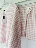 Pink Gingham Shorts Set
