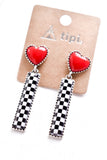 Checkered Heart Earrings