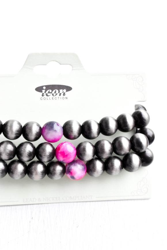 Fuchsia Pearl Bracelet Set