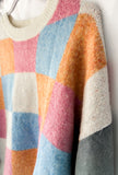 Checkered Denim Sweater