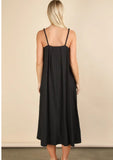 Black Pleated Midi Dress