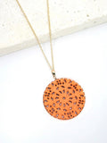 Wooden Floral Pendant Necklace