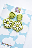 Retro Green Daisy Earrings