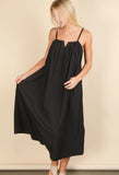 Black Pleated Midi Dress