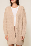 Taupe Cable Knit Cardigan