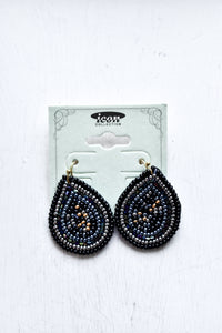 Black Beaded Teardrop Earrings
