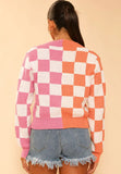 Check Orange & Pink Cardigan