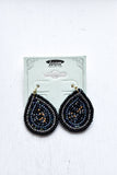 Black Beaded Teardrop Earrings