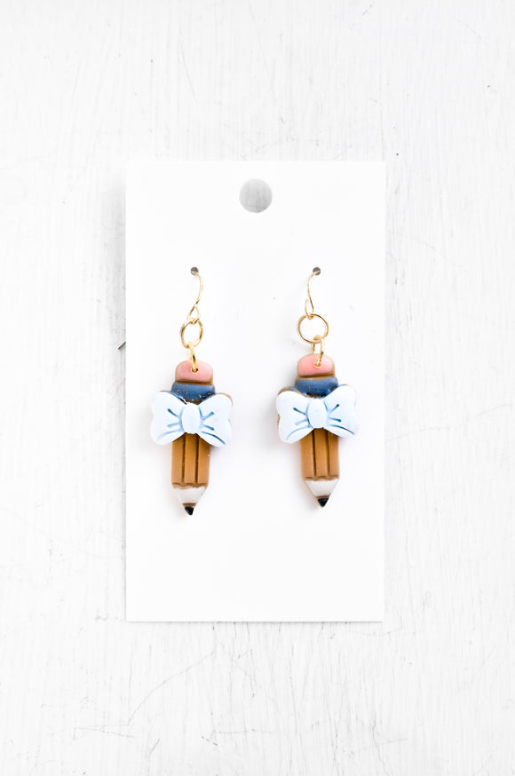 Pencil + Bow Earrings