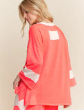 Patched Coral Top
