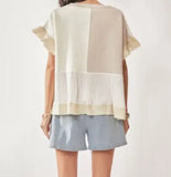 Patched Ruffle Top