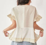 Patched Ruffle Top