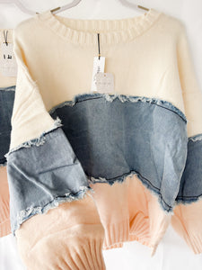 Denim Color Block Sweater