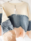 Denim Color Block Sweater