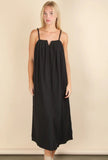 Black Pleated Midi Dress
