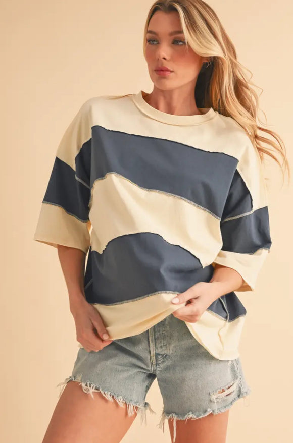 Navy Block Top
