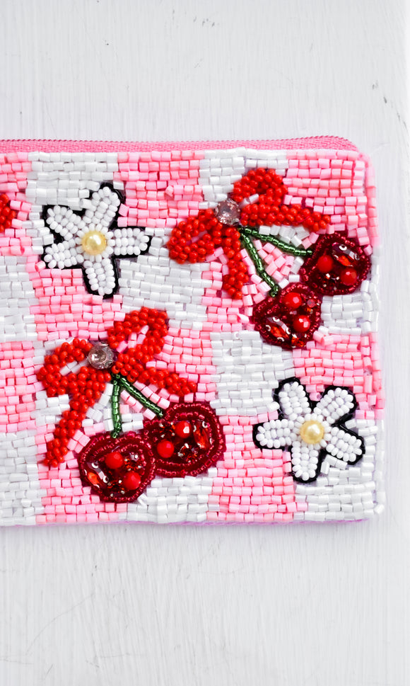 Checkered Cherries Coin Purse