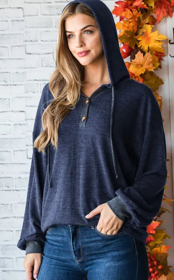Navy Hoodie Top