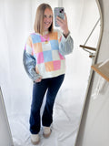 Checkered Denim Sweater