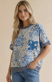 Denim Floral Patchwork Top