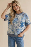 Denim Floral Patchwork Top