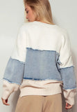 Denim Color Block Sweater