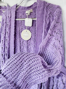 Lovely Lilac Cable Knit Cardigan