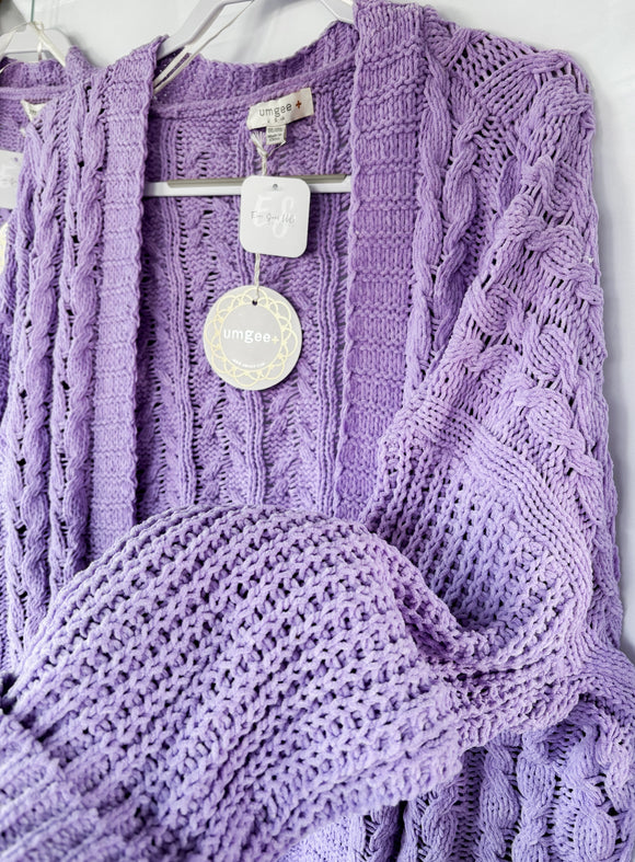 Lovely Lilac Cable Knit Cardigan