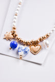 Blue Pearl Charm Necklace