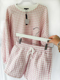 Pink Gingham Shorts Set