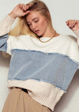 Denim Color Block Sweater