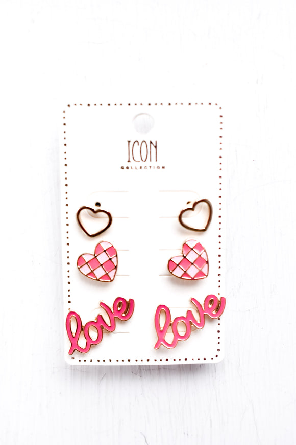 Love Pink Earring Set