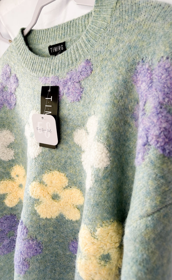 Sage Flower Sweater