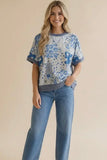 Denim Floral Patchwork Top