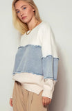 Denim Color Block Sweater