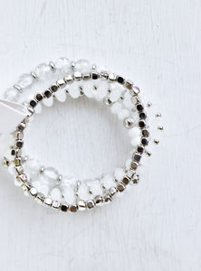 White Beaded Bracelet Set